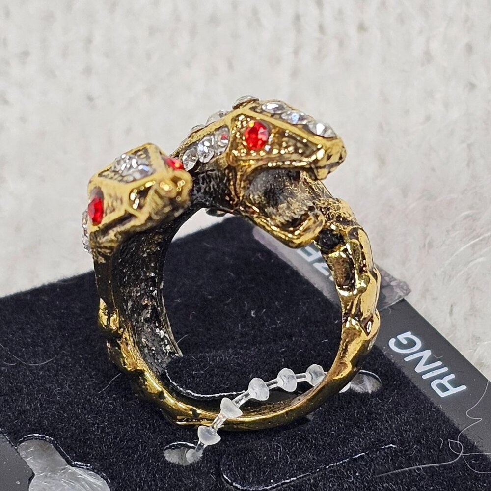 Taramanda Size 6 Ring Snake Serpent 2‎ Head Goth Punk NEW - Picture 3 of 4